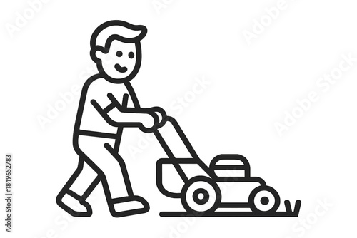 Man mowing lawn icon