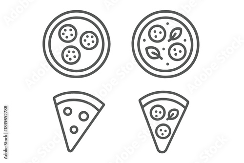 Pizza Icons Set on Gradient Background