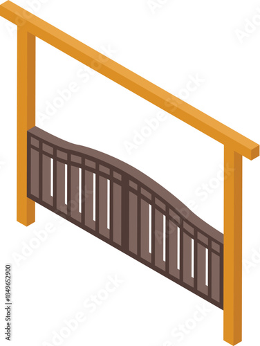 Isometric wooden gate protecting home, providing security and privacy in a modern design