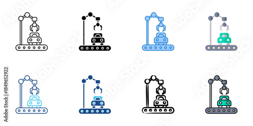 Car manufacturing set multiple style vector collection. Editable stroke 

