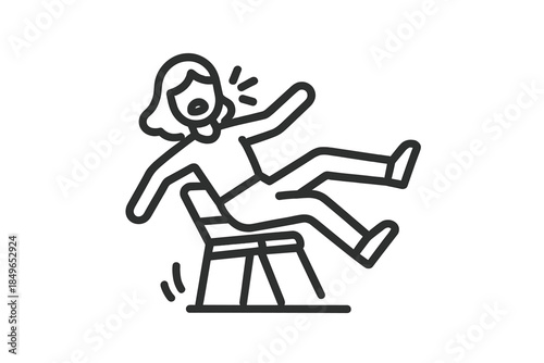 Icon of a person falling backward off a chair