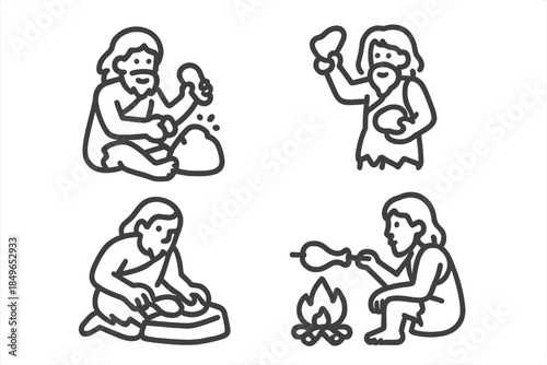 Prehistoric Life Scenes Vector Icons