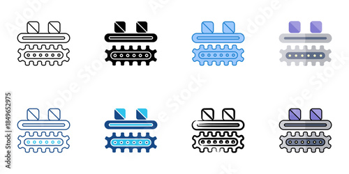 Conveyor set multiple style vector collection. Editable stroke 
