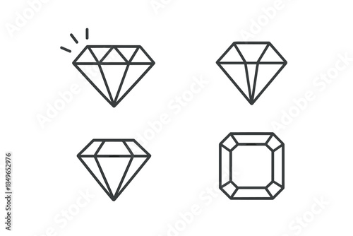 Four diamond icons with glowing effect