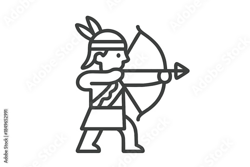Icon of a Native American Archer aiming a bow and arrow