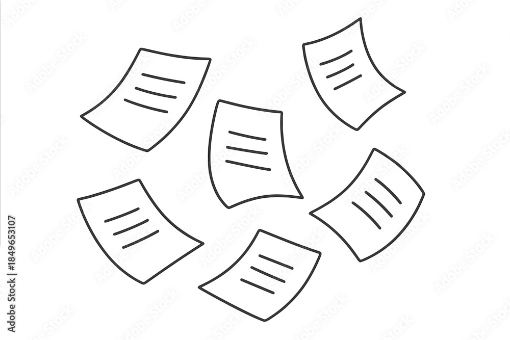 Obraz premium Scattered Blank Papers with Lines