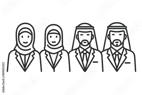 Diverse Business Team Line Art