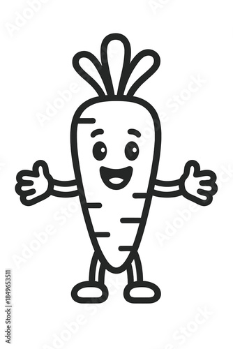 Cute Cartoon Carrot Character with Open Arms