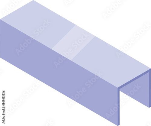 Isometric view of a light purple metal girder, essential component in construction, providing robust support for buildings and infrastructure