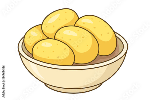 Bowl of fresh potatoes illustration