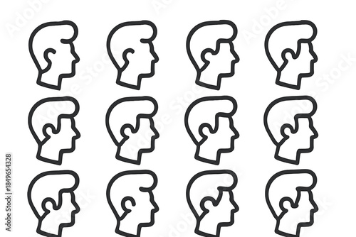 Row of Silhouetted Male Heads