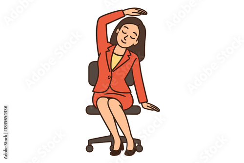 Businesswoman stretching neck while sitting in office chair