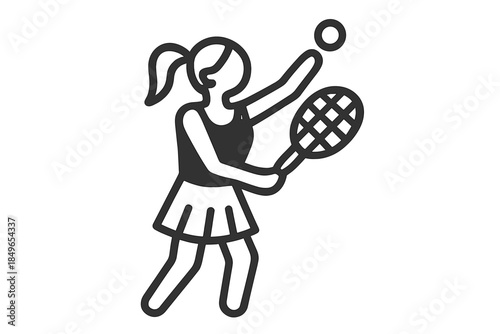 Female Tennis Player Serving Icon