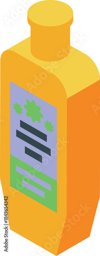 Isometric orange antibacterial gel bottle protecting against viruses and germs