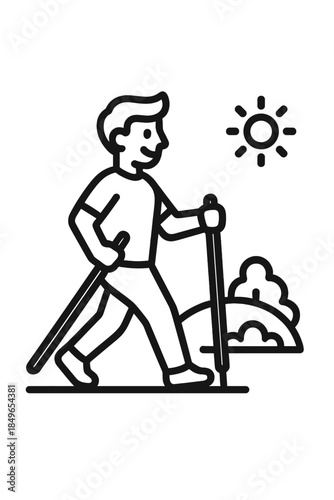 Person Nordic Walking in Nature