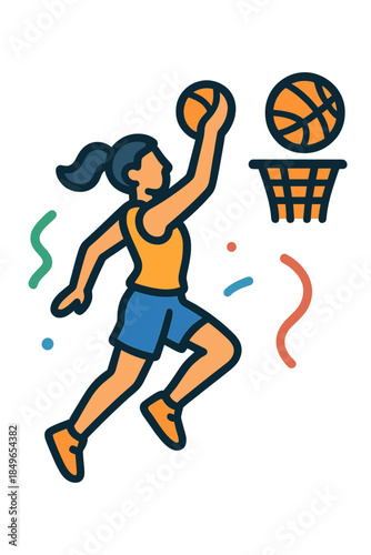 Female basketball player dunking