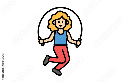 Woman jumping rope on a grey gradient background