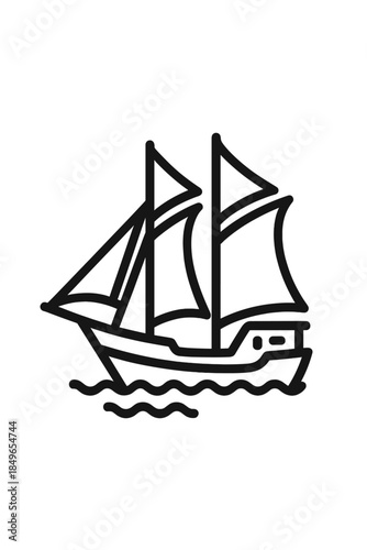 Schooner sailboat icon on dark background
