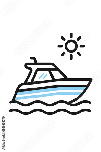 A boat sailing on the water under the sun