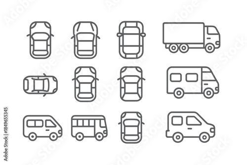 Vehicle Icons with Neon Glow Effect