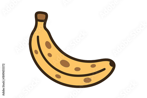 Stylized Banana Illustration with Brown Spots