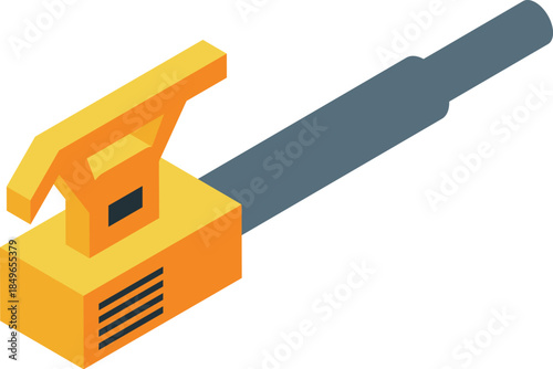 Leaf blower blowing isometric projection icon illustration representing autumn gardening and yard work