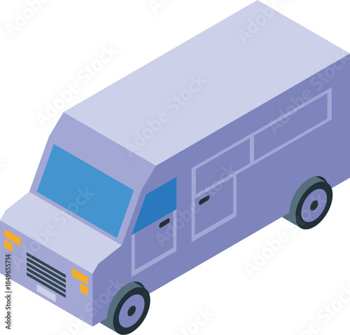 Secure armored truck ensuring safe transportation of valuables, depicted in isometric view