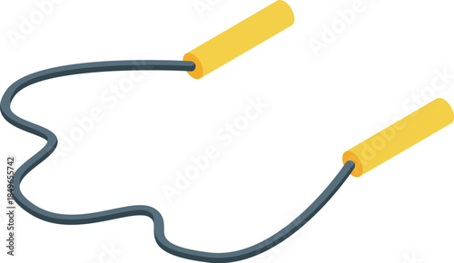 Skipping rope lying on white background with yellow handles