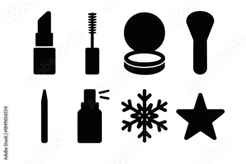 Snow Glam Silhouettes. Snow glam silhouettes. Filled icon set of snow glam silhouettes: lipstick silhouette,