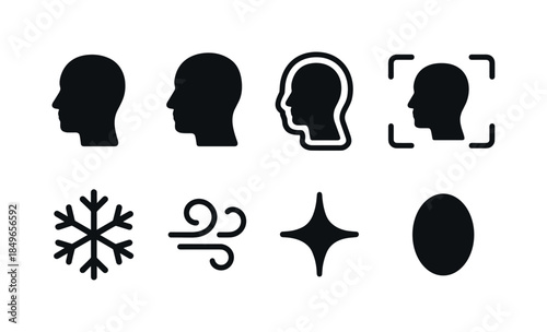 Infrared Frost Icons. Infrared frost portraits. Filled icon set of infrared frost portraits: head outline, IR