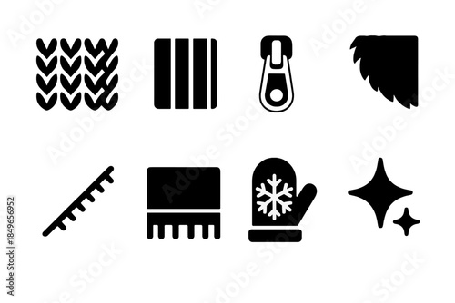 Winter Wear Icons. Close-up winter wear icons. Filled icon set of close-up winter wear icons: knit texture,