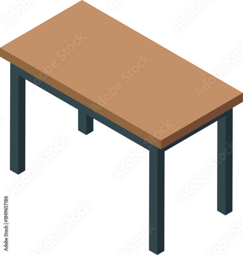 Simple and sturdy wooden table with metal legs, ideal for modern homes or offices, showcasing minimalist design