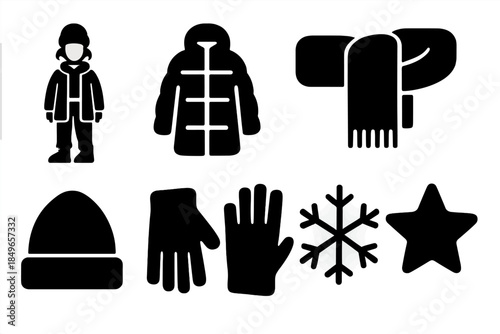 Trendy Winter Icons. Trendy teen winter looks. Filled icon set of trendy teen winter looks: teen figure,