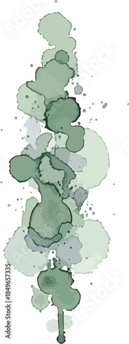 Tableau sur toile Green Watercolor Splotches on White Background