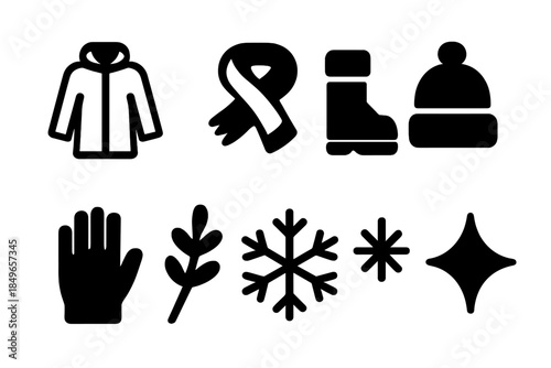 Winter Accessory Icons. Youth street winter flats. Filled icon set of youth street winter flats: coat outline,