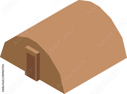 Camouflaged military tent providing shelter and protection for soldiers in the field during a military operation