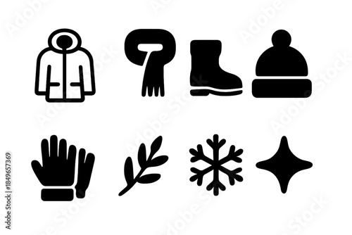 Winter Accessory Icons. Youth street winter flats. Filled icon set of youth street winter flats: coat outline,