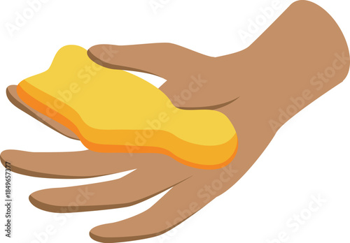 Open hand holding a piece of ginger root, ready for use in cooking or traditional medicine