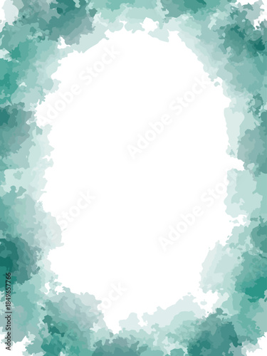 Teal Watercolor Border Isolated on White Background