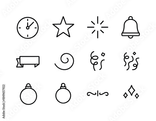 Minimal Clock Icons Set. Countdown clock collection. Line outline icon set of Countdown clock collection: