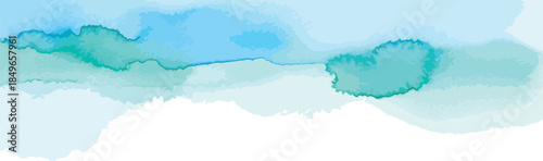 Watercolor Blue Green Landscape