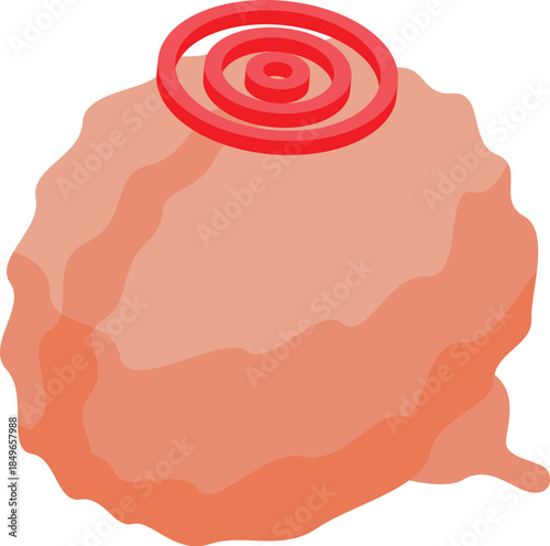 Red spiral focusing on brain center, controlling thoughts, emotions and behavior, inducing hypnotic state, influencing subconscious mind