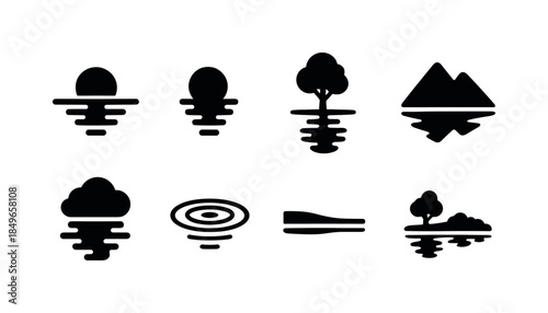 Cozy Winter Icon Set. Cozy winter evening. Filled icon set of cozy winter evening: cabin window, candle flame,