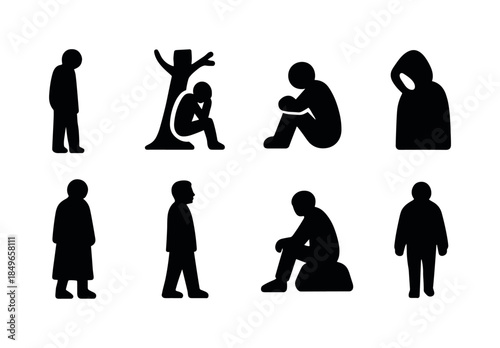 Winter Mood Icons. Winter mood icons. Filled icon set of winter mood icons: cold breath puff, wind swirl,