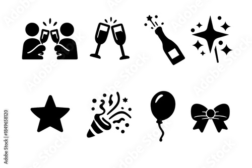 Toast Icon Silhouettes. Toast silhouettes. Filled icon set of toast silhouettes: group silhouette, toast