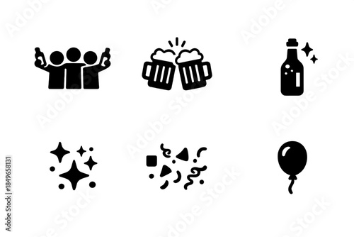 Friends Cheering Icons. Friends cheering moment. Filled icon set of friends cheering moment: friends group,