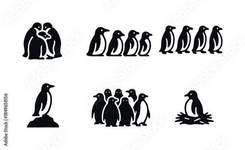 Ice Landscape Icons. Ice landscape elements. Filled icon set of ice landscape elements: iceberg, ice floe,