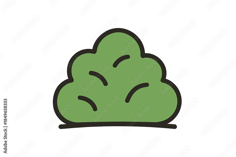 Obraz premium Green bush with dark outline on a gradient background