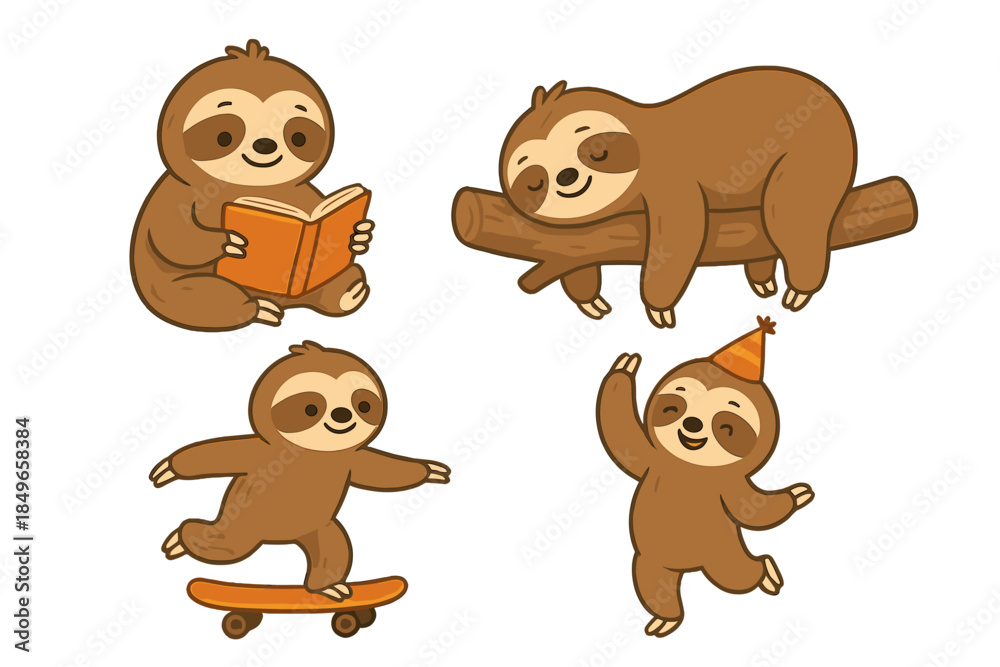 Obraz premium Cute Sloths in Various Poses