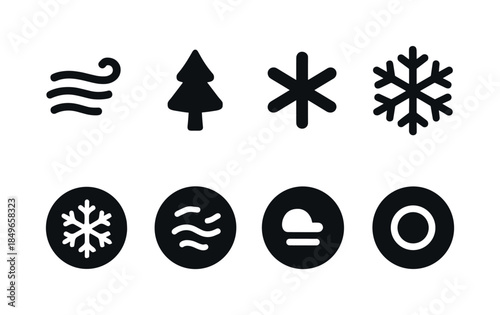 Snowstorm Icon Collection. Snowstorm icons. Filled icon set of snowstorm icons: heavy snow cloud, swirling